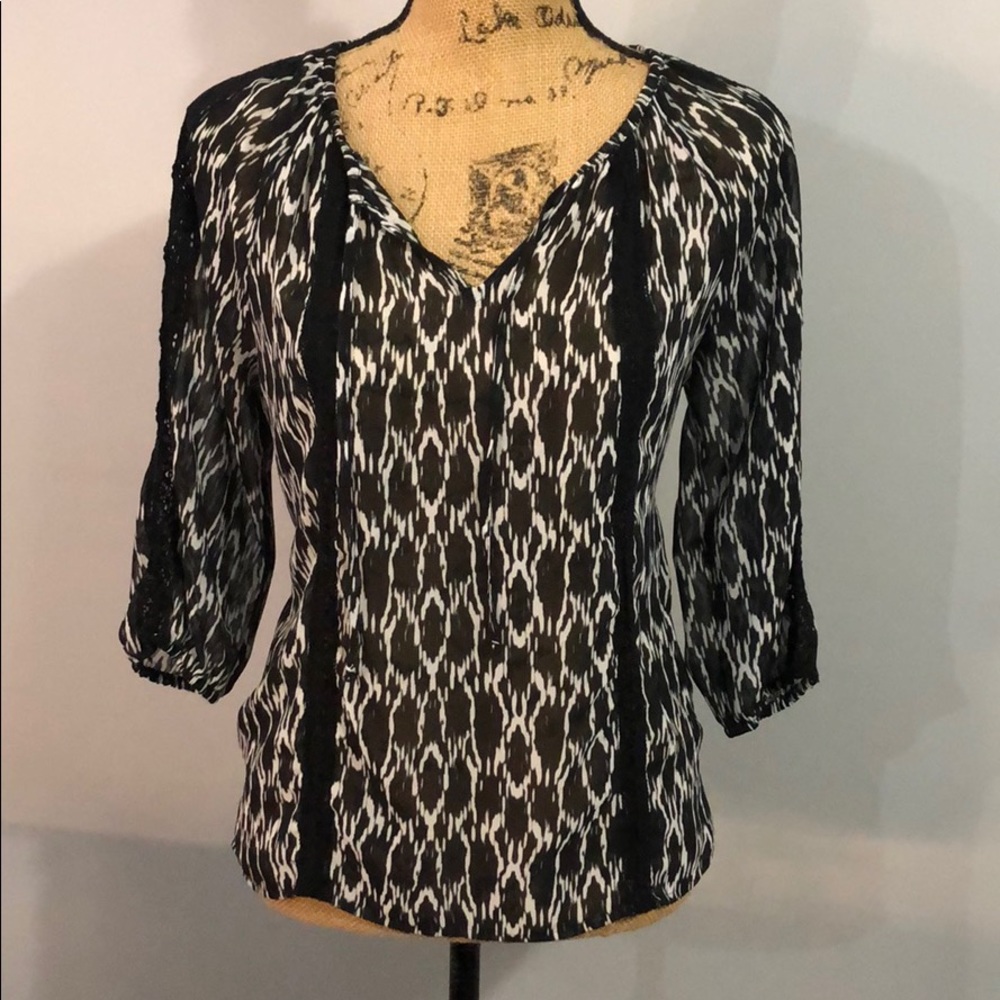 Express Black and White Sheer Blouse size Small